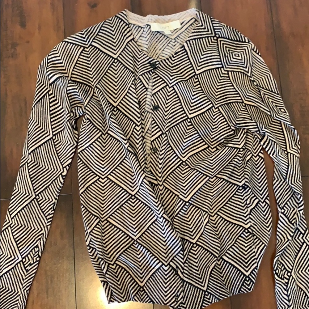The loft abstract print long sleeve cardigan